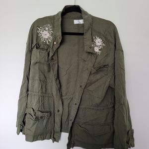 Embroidered Army Green Annorack Military Jacket
